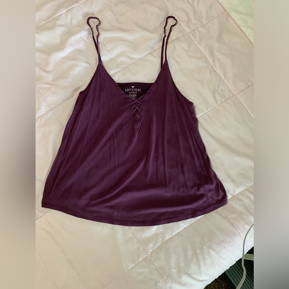 American Eagle purple spaghetti strap flowwy tank top